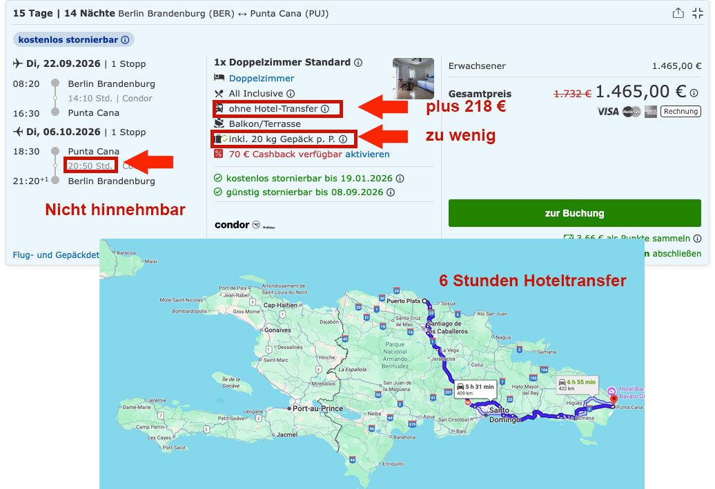 Kostenfalle Pauschalreise